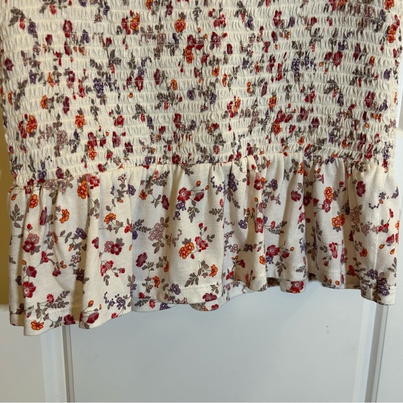 AMERICAN EAGLE OFF THE SHOULDER FLORAL PATTERNED WHITE TOP SIZE SMALL - Picture 7 of 11